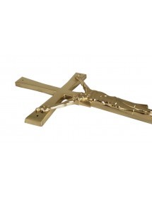 Croix laiton poli, christ zamac